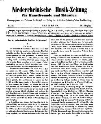 Niederrheinische Musik-Zeitung für Kunstfreunde und Künstler Samstag 31. Mai 1856