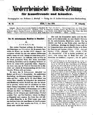 Niederrheinische Musik-Zeitung für Kunstfreunde und Künstler Samstag 7. Juni 1856