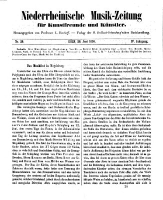 Niederrheinische Musik-Zeitung für Kunstfreunde und Künstler Samstag 28. Juni 1856