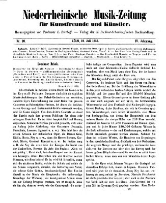 Niederrheinische Musik-Zeitung für Kunstfreunde und Künstler Samstag 12. Juli 1856