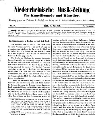 Niederrheinische Musik-Zeitung für Kunstfreunde und Künstler Samstag 19. Juli 1856