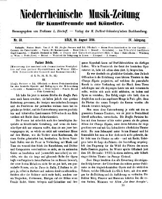 Niederrheinische Musik-Zeitung für Kunstfreunde und Künstler Samstag 16. August 1856