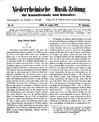 Niederrheinische Musik-Zeitung für Kunstfreunde und Künstler Samstag 30. August 1856