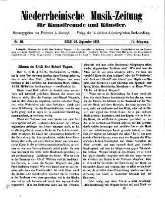 Niederrheinische Musik-Zeitung für Kunstfreunde und Künstler Samstag 20. September 1856