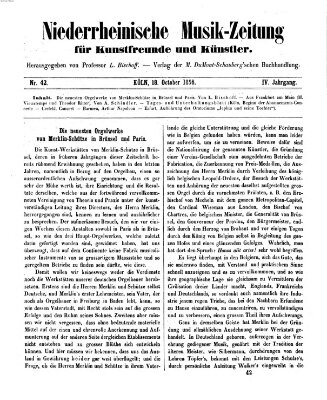 Niederrheinische Musik-Zeitung für Kunstfreunde und Künstler Samstag 18. Oktober 1856