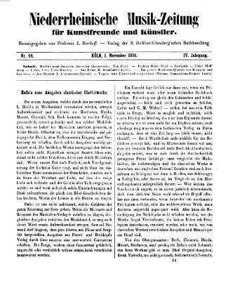 Niederrheinische Musik-Zeitung für Kunstfreunde und Künstler Samstag 1. November 1856