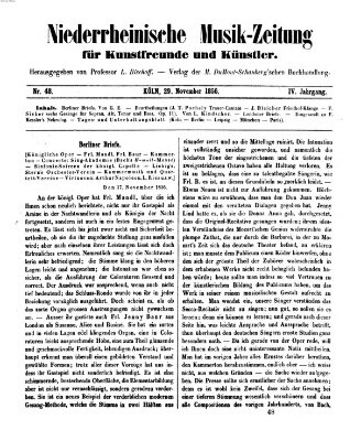 Niederrheinische Musik-Zeitung für Kunstfreunde und Künstler Samstag 29. November 1856