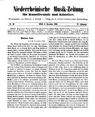 Niederrheinische Musik-Zeitung für Kunstfreunde und Künstler Samstag 6. Dezember 1856