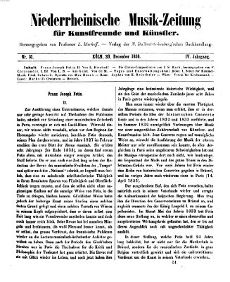 Niederrheinische Musik-Zeitung für Kunstfreunde und Künstler Samstag 20. Dezember 1856