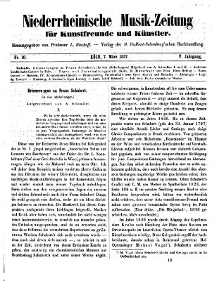 Niederrheinische Musik-Zeitung für Kunstfreunde und Künstler Samstag 7. März 1857