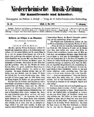 Niederrheinische Musik-Zeitung für Kunstfreunde und Künstler Samstag 2. Mai 1857