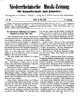 Niederrheinische Musik-Zeitung für Kunstfreunde und Künstler Samstag 16. Mai 1857