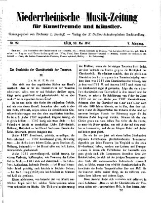 Niederrheinische Musik-Zeitung für Kunstfreunde und Künstler Samstag 30. Mai 1857