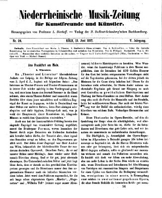 Niederrheinische Musik-Zeitung für Kunstfreunde und Künstler Samstag 13. Juni 1857