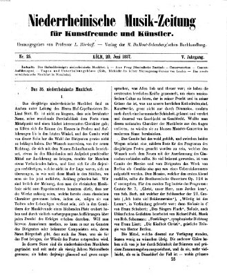 Niederrheinische Musik-Zeitung für Kunstfreunde und Künstler Samstag 20. Juni 1857