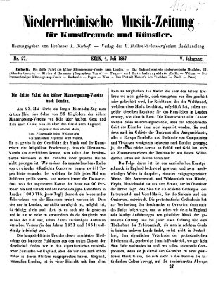 Niederrheinische Musik-Zeitung für Kunstfreunde und Künstler Samstag 4. Juli 1857