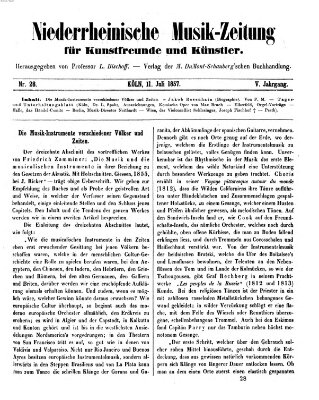 Niederrheinische Musik-Zeitung für Kunstfreunde und Künstler Samstag 11. Juli 1857