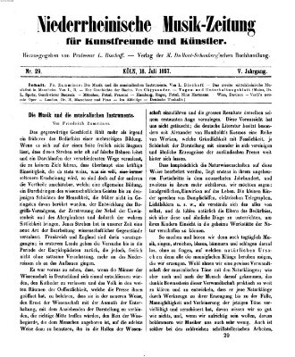 Niederrheinische Musik-Zeitung für Kunstfreunde und Künstler Samstag 18. Juli 1857