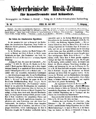 Niederrheinische Musik-Zeitung für Kunstfreunde und Künstler Samstag 25. Juli 1857