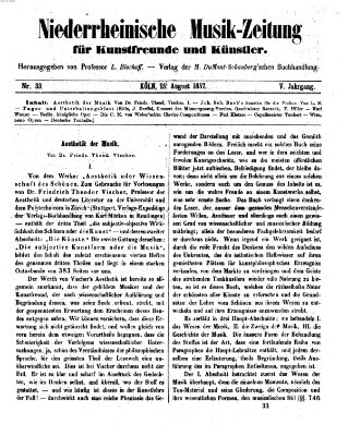 Niederrheinische Musik-Zeitung für Kunstfreunde und Künstler Samstag 15. August 1857