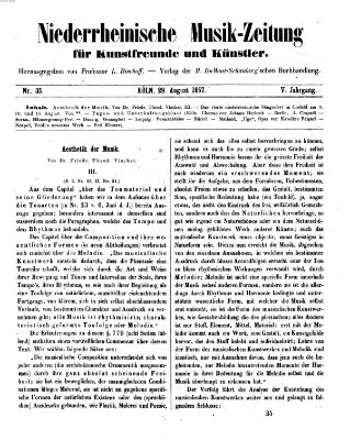 Niederrheinische Musik-Zeitung für Kunstfreunde und Künstler Samstag 29. August 1857