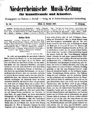 Niederrheinische Musik-Zeitung für Kunstfreunde und Künstler Samstag 31. Oktober 1857