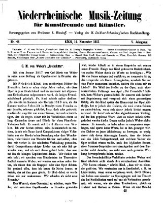 Niederrheinische Musik-Zeitung für Kunstfreunde und Künstler Samstag 14. November 1857