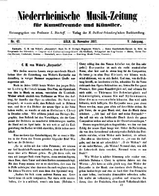 Niederrheinische Musik-Zeitung für Kunstfreunde und Künstler Samstag 21. November 1857