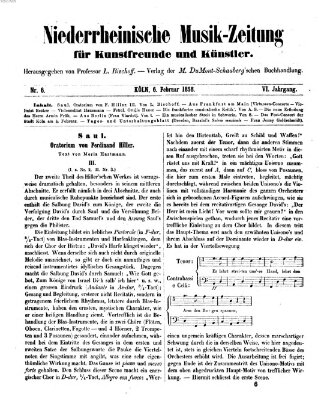 Niederrheinische Musik-Zeitung für Kunstfreunde und Künstler Samstag 6. Februar 1858