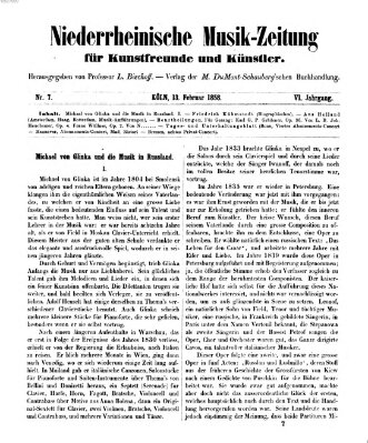 Niederrheinische Musik-Zeitung für Kunstfreunde und Künstler Samstag 13. Februar 1858