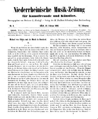 Niederrheinische Musik-Zeitung für Kunstfreunde und Künstler Samstag 20. Februar 1858