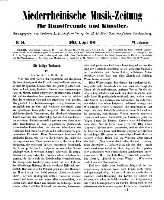 Niederrheinische Musik-Zeitung für Kunstfreunde und Künstler Samstag 3. April 1858