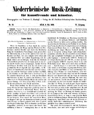 Niederrheinische Musik-Zeitung für Kunstfreunde und Künstler Samstag 8. Mai 1858