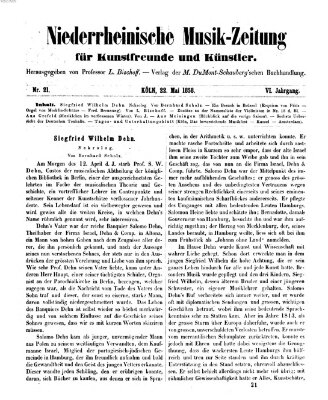 Niederrheinische Musik-Zeitung für Kunstfreunde und Künstler Samstag 22. Mai 1858