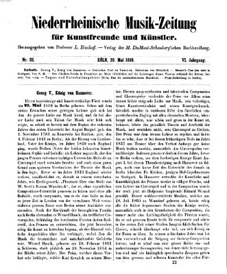 Niederrheinische Musik-Zeitung für Kunstfreunde und Künstler Samstag 29. Mai 1858