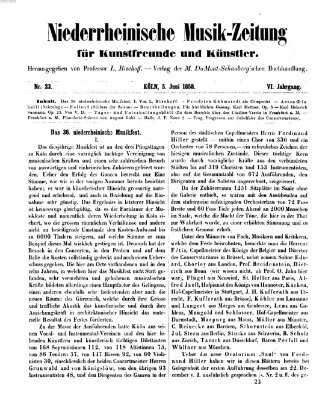 Niederrheinische Musik-Zeitung für Kunstfreunde und Künstler Samstag 5. Juni 1858