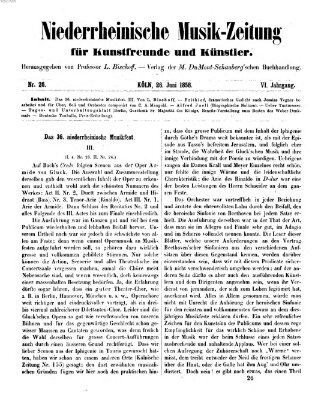 Niederrheinische Musik-Zeitung für Kunstfreunde und Künstler Samstag 26. Juni 1858