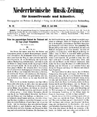 Niederrheinische Musik-Zeitung für Kunstfreunde und Künstler Samstag 17. Juli 1858