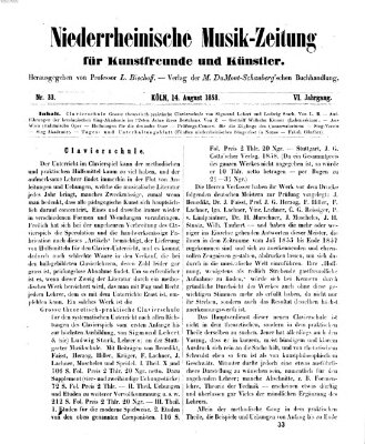 Niederrheinische Musik-Zeitung für Kunstfreunde und Künstler Samstag 14. August 1858