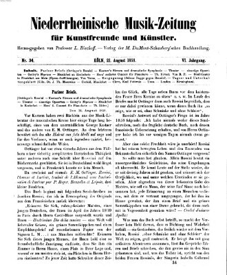 Niederrheinische Musik-Zeitung für Kunstfreunde und Künstler Samstag 21. August 1858