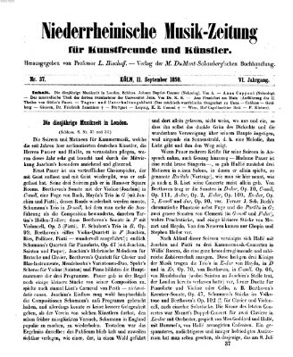 Niederrheinische Musik-Zeitung für Kunstfreunde und Künstler Samstag 11. September 1858