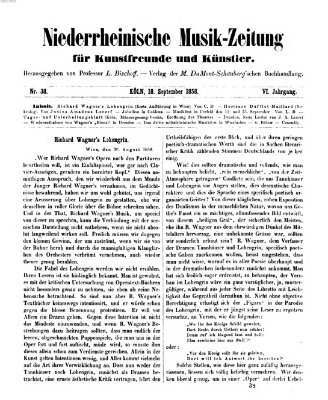 Niederrheinische Musik-Zeitung für Kunstfreunde und Künstler Samstag 18. September 1858