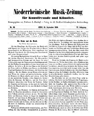 Niederrheinische Musik-Zeitung für Kunstfreunde und Künstler Samstag 25. September 1858