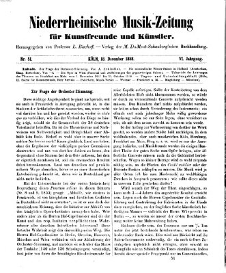 Niederrheinische Musik-Zeitung für Kunstfreunde und Künstler Samstag 18. Dezember 1858