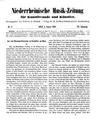 Niederrheinische Musik-Zeitung für Kunstfreunde und Künstler Samstag 8. Januar 1859