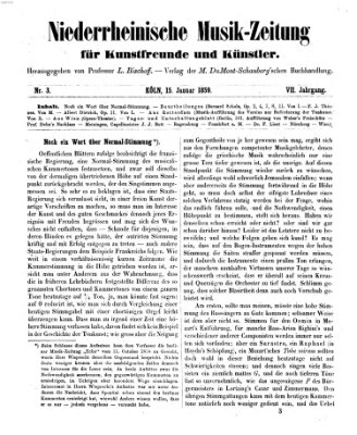 Niederrheinische Musik-Zeitung für Kunstfreunde und Künstler Samstag 15. Januar 1859