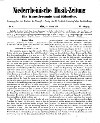 Niederrheinische Musik-Zeitung für Kunstfreunde und Künstler Samstag 22. Januar 1859