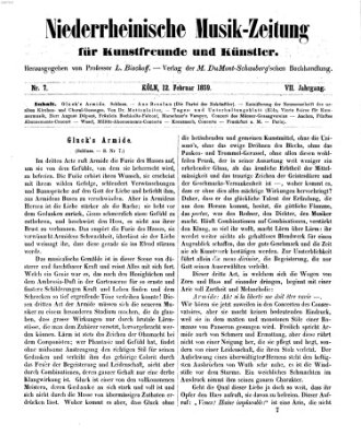 Niederrheinische Musik-Zeitung für Kunstfreunde und Künstler Samstag 12. Februar 1859