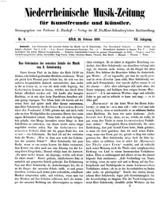 Niederrheinische Musik-Zeitung für Kunstfreunde und Künstler Samstag 26. Februar 1859