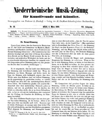 Niederrheinische Musik-Zeitung für Kunstfreunde und Künstler Samstag 5. März 1859